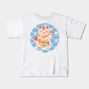 Cat eating spaghetti Kids T-Shirt